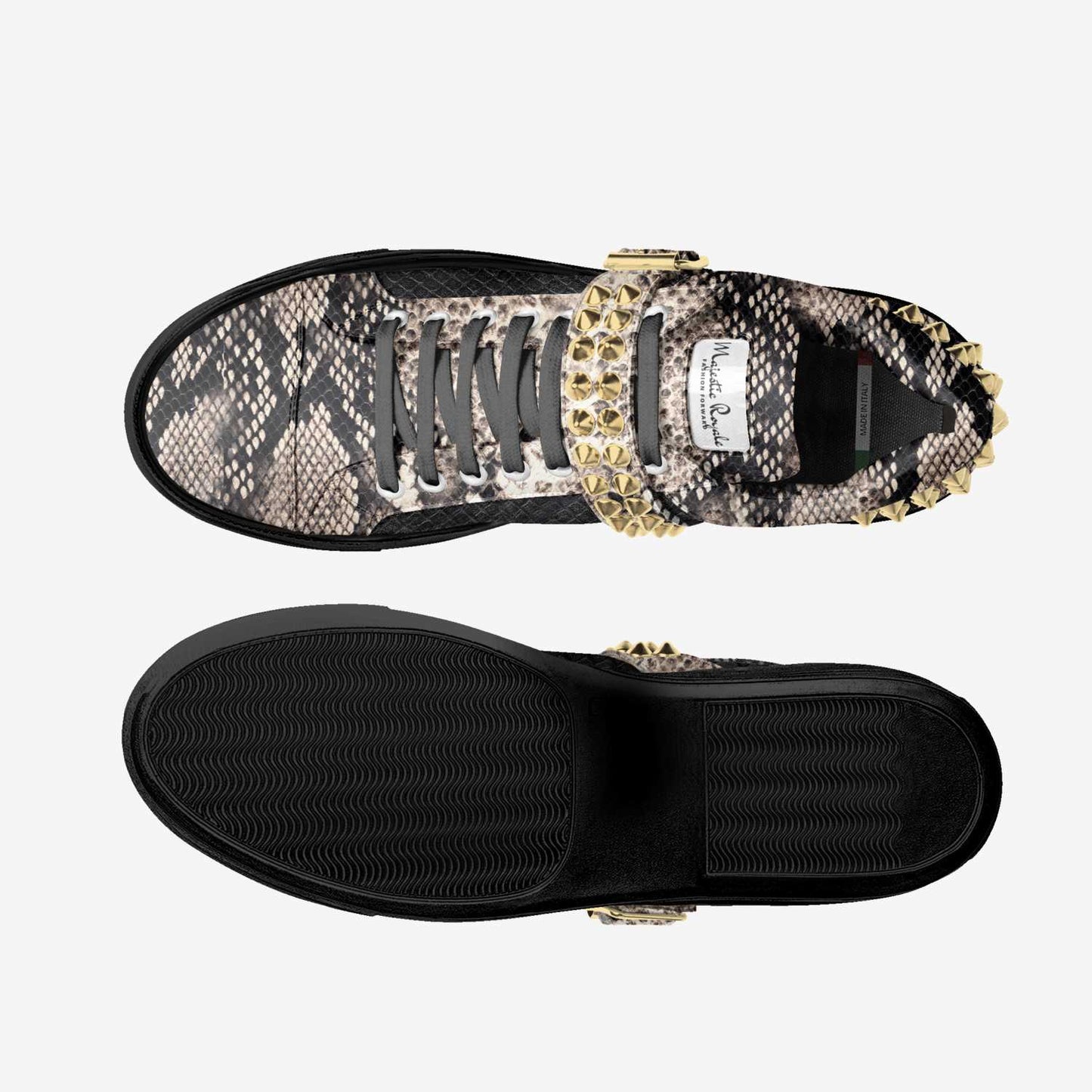 👑 Majestic Royale Spike Sneakers – Italian Low Tops with Gold Stud Detail