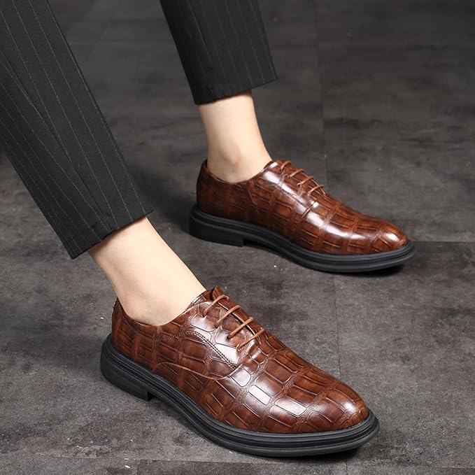 Men’s Height Boost Business Shoes – PU Leather Formal Dress Footwear