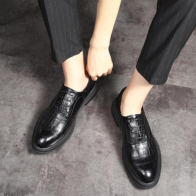 Men’s Height Boost Business Shoes – PU Leather Formal Dress Footwear