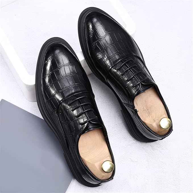 Men’s Height Boost Business Shoes – PU Leather Formal Dress Footwear