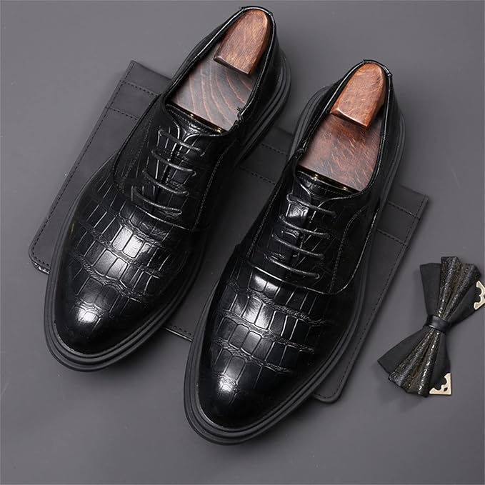 Men’s Height Boost Business Shoes – PU Leather Formal Dress Footwear