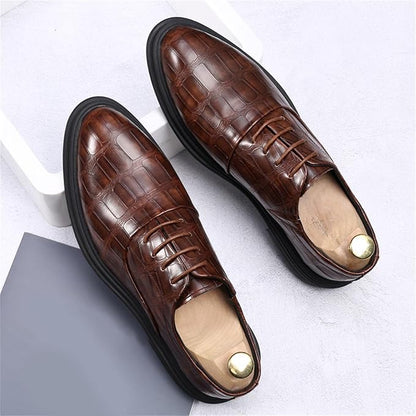 Men’s Height Boost Business Shoes – PU Leather Formal Dress Footwear