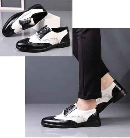 Men’s Carved Leather Business Shoes – Rivet Detail PU Dress Loafers