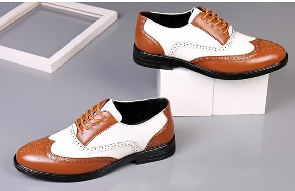 Men’s Carved Leather Business Shoes – Rivet Detail PU Dress Loafers