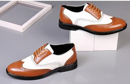 Men’s Carved Leather Business Shoes – Rivet Detail PU Dress Loafers