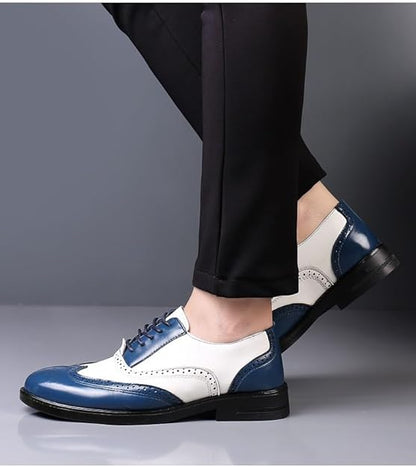 Men’s Carved Leather Business Shoes – Rivet Detail PU Dress Loafers