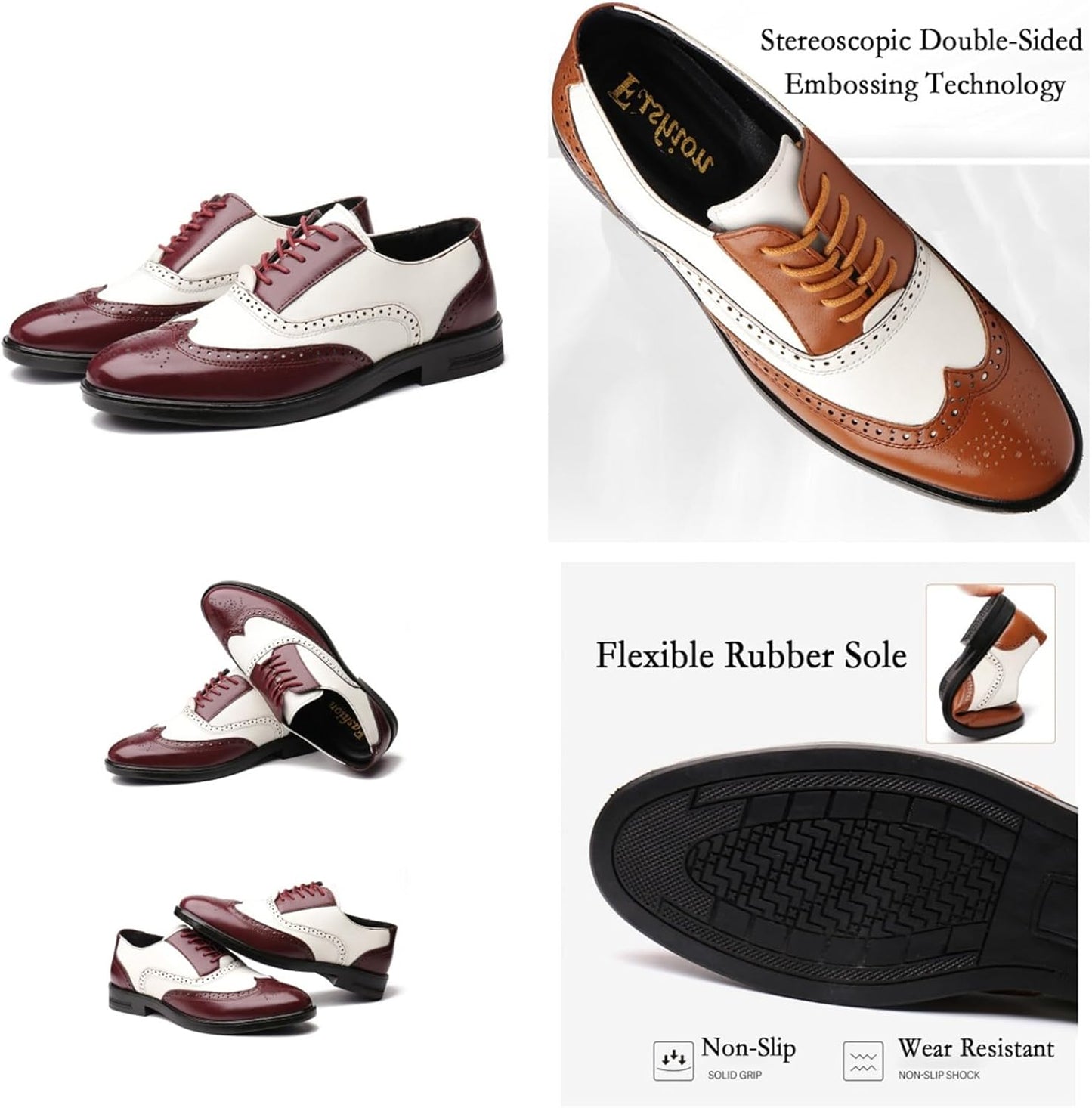 Men’s Carved Leather Business Shoes – Rivet Detail PU Dress Loafers