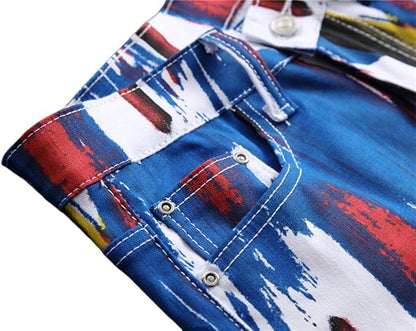 👖 Sokotoo Men’s 3D Pattern Skinny Jeans – Printed Slim Fit Denim