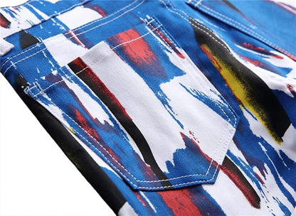 👖 Sokotoo Men’s 3D Pattern Skinny Jeans – Printed Slim Fit Denim