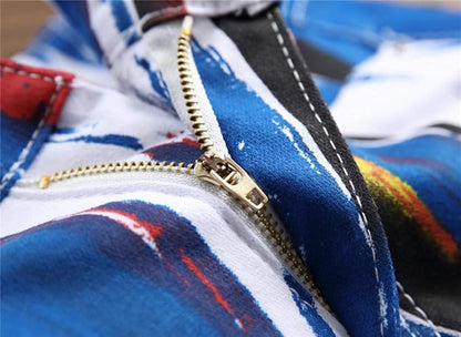 👖 Sokotoo Men’s 3D Pattern Skinny Jeans – Printed Slim Fit Denim