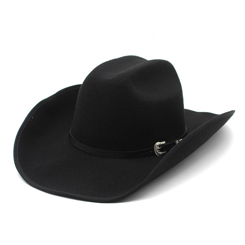 🤠 Unisex Punk Wide Brim Hat – Woolen Western Ethnic Flat Brim Fedora