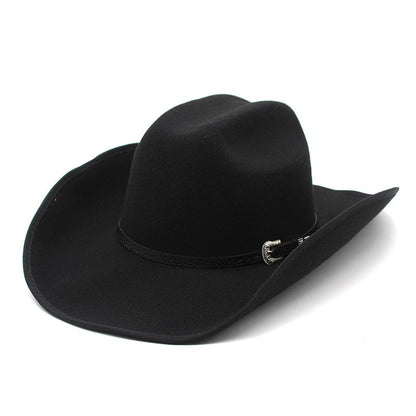 🤠 Unisex Punk Wide Brim Hat – Woolen Western Ethnic Flat Brim Fedora