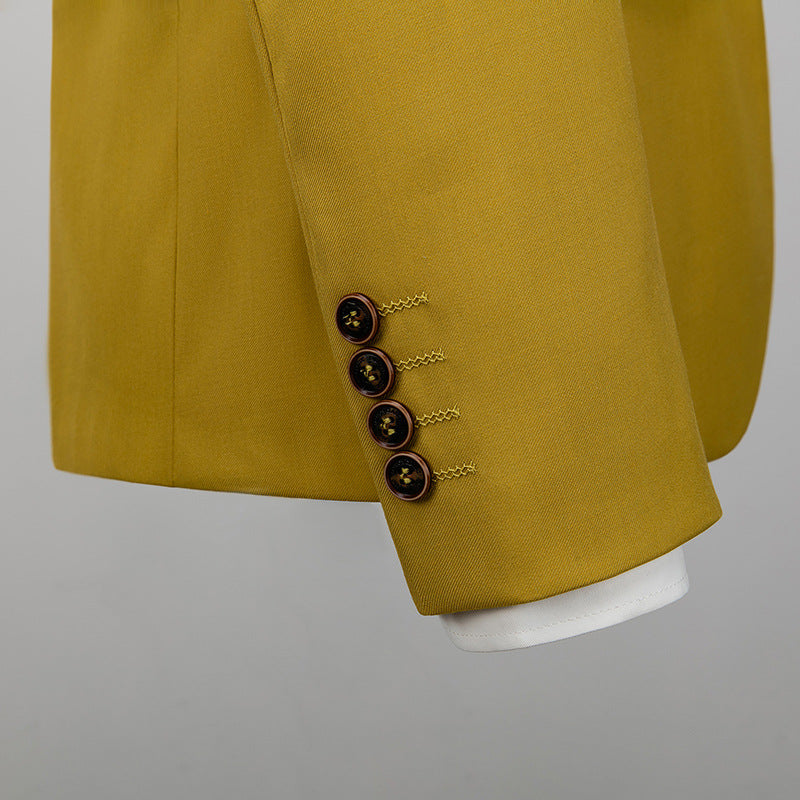 🤵 Men's Two-Piece Slim Fit Wedding Suit – Two-Button Linen Blazer & Pants Set