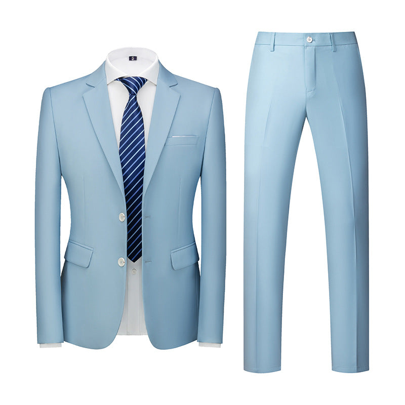 🤵 Men's Two-Piece Slim Fit Wedding Suit – Two-Button Linen Blazer & Pants Set