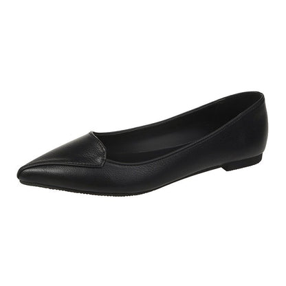 Women’s Pointed Toe Flats – Shallow Mouth PU Slip-On Dress Shoes