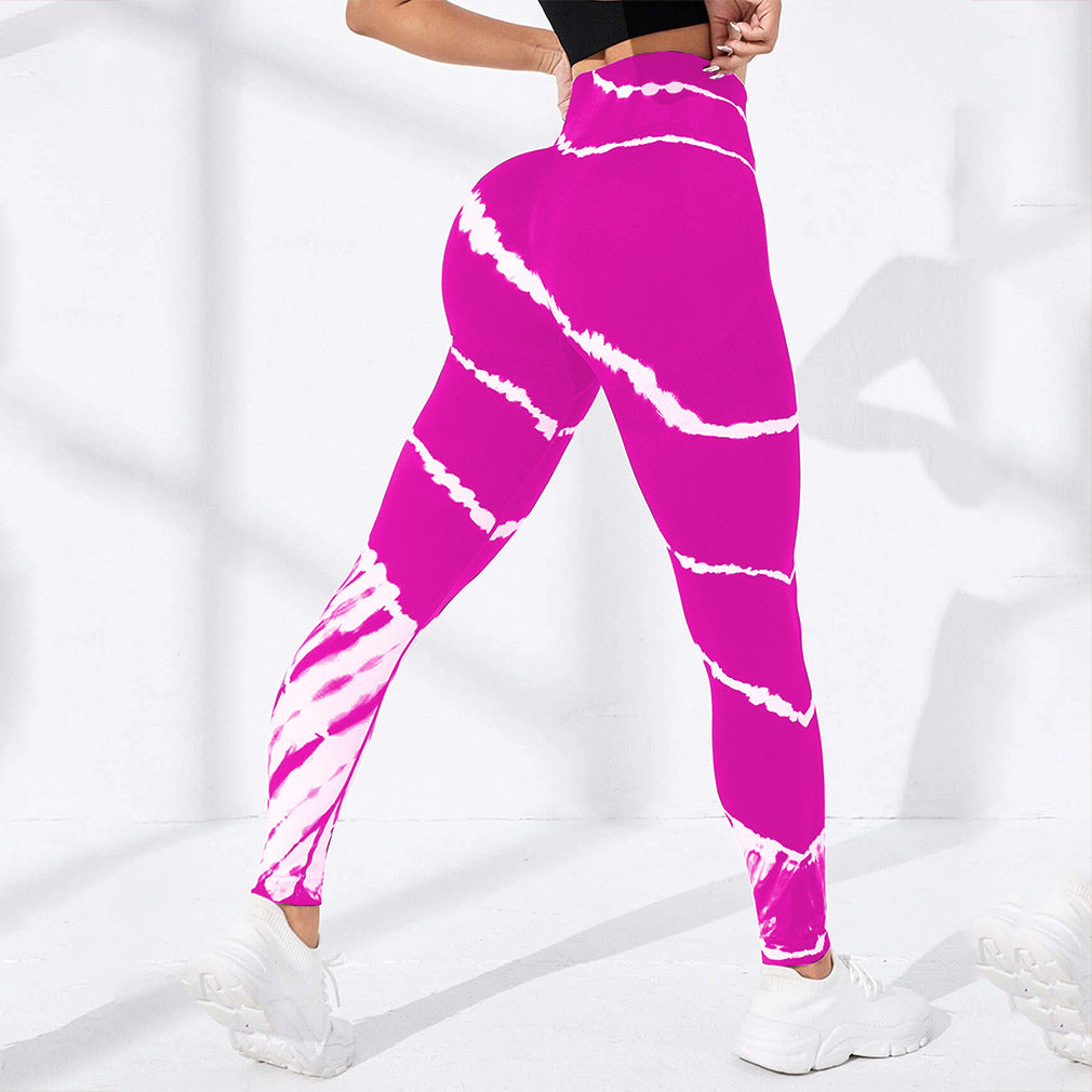 Tie-Dye Seamless Hip-Lifting Yoga Pants – High Waist Athletic Leggings