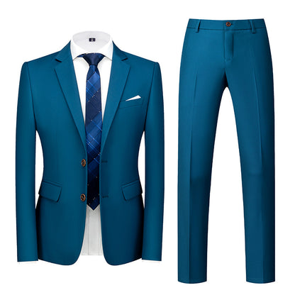 🤵 Men's Two-Piece Slim Fit Wedding Suit – Two-Button Linen Blazer & Pants Set