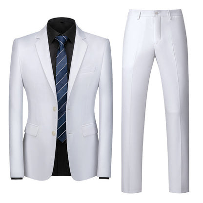 🤵 Men's Two-Piece Slim Fit Wedding Suit – Two-Button Linen Blazer & Pants Set