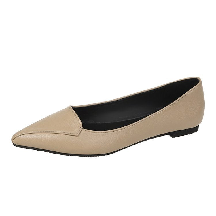 Women’s Pointed Toe Flats – Shallow Mouth PU Slip-On Dress Shoes