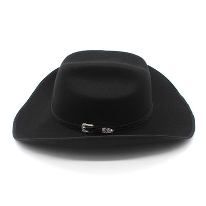 🤠 Unisex Punk Wide Brim Hat – Woolen Western Ethnic Flat Brim Fedora