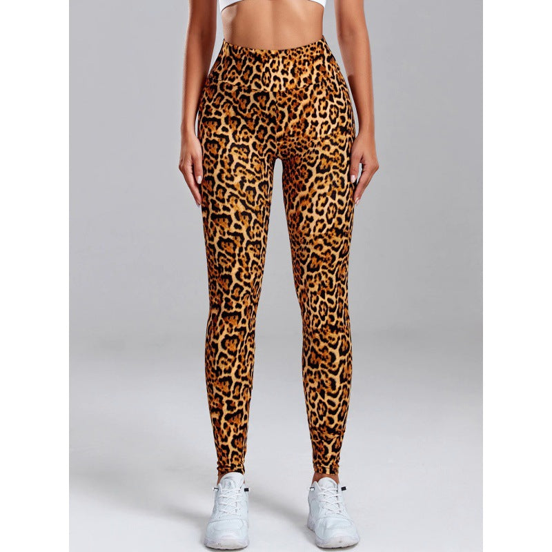 Leopard Print Slim Fit Yoga Leggings – High Waist Hip-Lifting Gym Pants