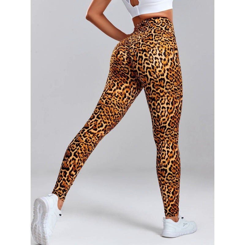 Leopard Print Slim Fit Yoga Leggings – High Waist Hip-Lifting Gym Pants