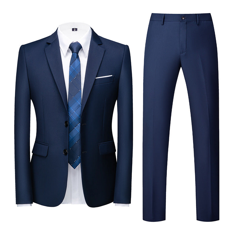 🤵 Men's Two-Piece Slim Fit Wedding Suit – Two-Button Linen Blazer & Pants Set