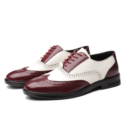 Men’s Carved Leather Business Shoes – Rivet Detail PU Dress Loafers