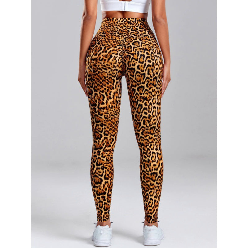 Leopard Print Slim Fit Yoga Leggings – High Waist Hip-Lifting Gym Pants
