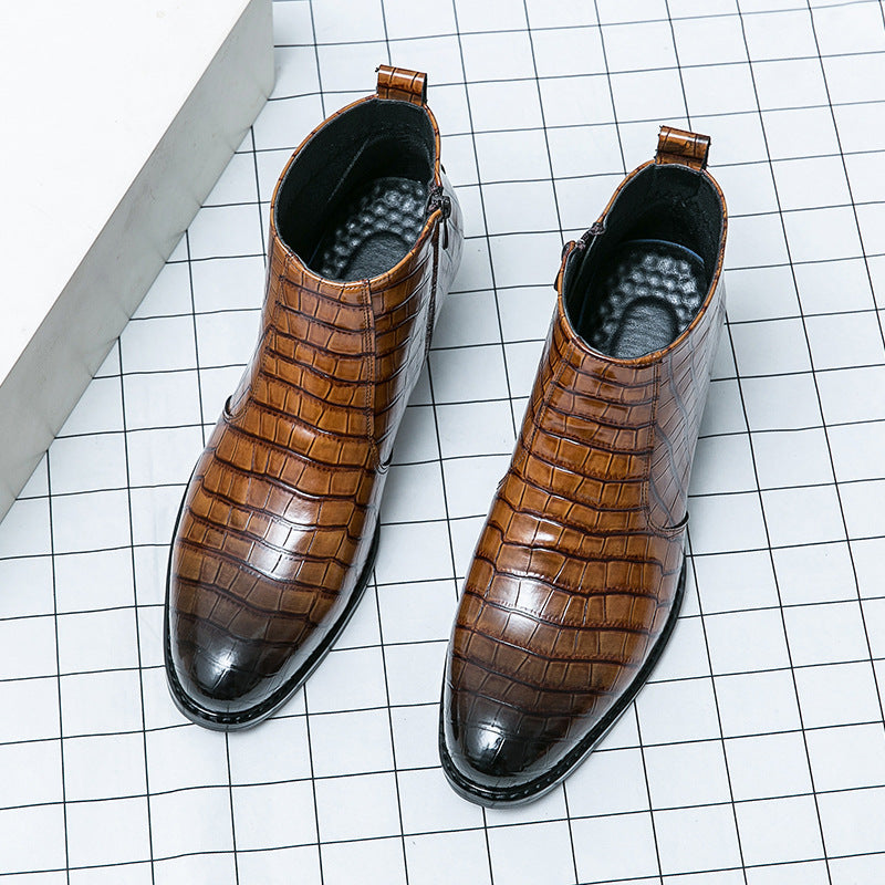 🥾 Trendy British Casual Leather Boots – Side Zip Microfiber Ankle Shoes