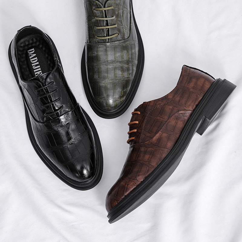 Men’s Height Boost Business Shoes – PU Leather Formal Dress Footwear