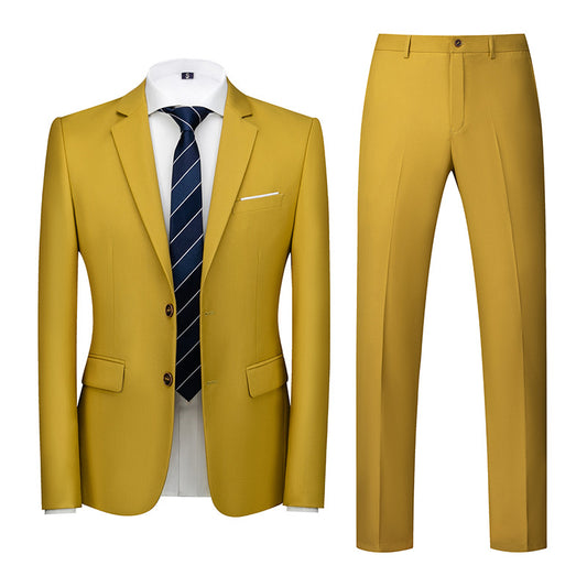 🤵 Men's Two-Piece Slim Fit Wedding Suit – Two-Button Linen Blazer & Pants Set
