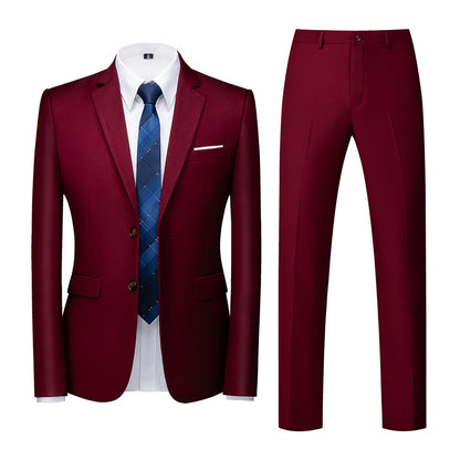 🤵 Men's Two-Piece Slim Fit Wedding Suit – Two-Button Linen Blazer & Pants Set