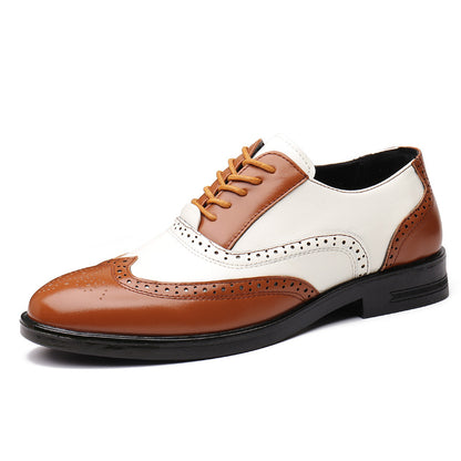 Men’s Carved Leather Business Shoes – Rivet Detail PU Dress Loafers