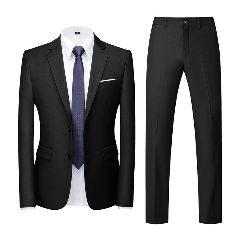 🤵 Men's Two-Piece Slim Fit Wedding Suit – Two-Button Linen Blazer & Pants Set