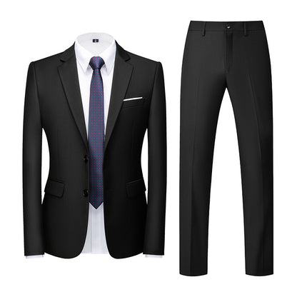 🤵 Men's Two-Piece Slim Fit Wedding Suit – Two-Button Linen Blazer & Pants Set