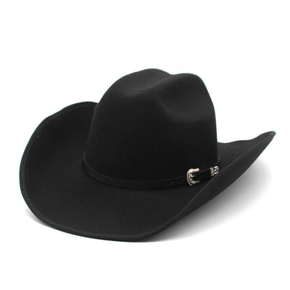 🤠 Unisex Punk Wide Brim Hat – Woolen Western Ethnic Flat Brim Fedora