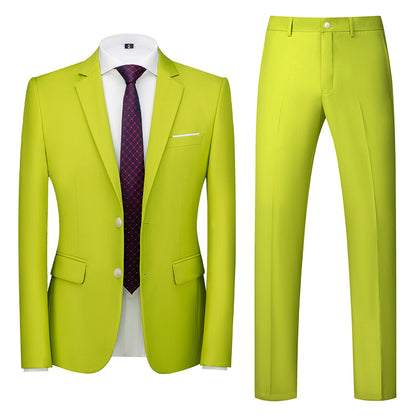 🤵 Men's Two-Piece Slim Fit Wedding Suit – Two-Button Linen Blazer & Pants Set