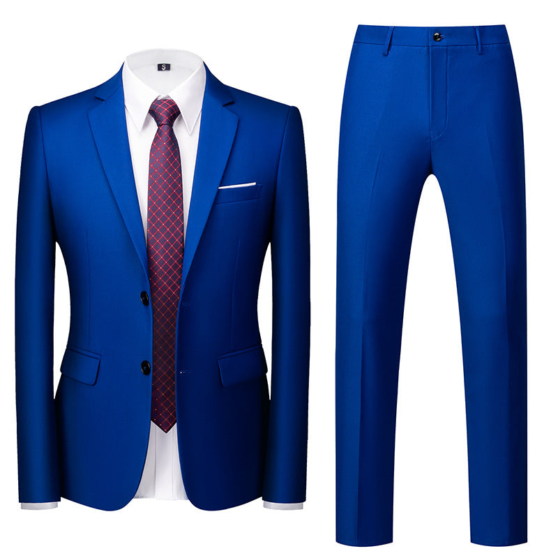 🤵 Men's Two-Piece Slim Fit Wedding Suit – Two-Button Linen Blazer & Pants Set