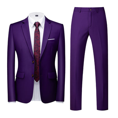 🤵 Men's Two-Piece Slim Fit Wedding Suit – Two-Button Linen Blazer & Pants Set