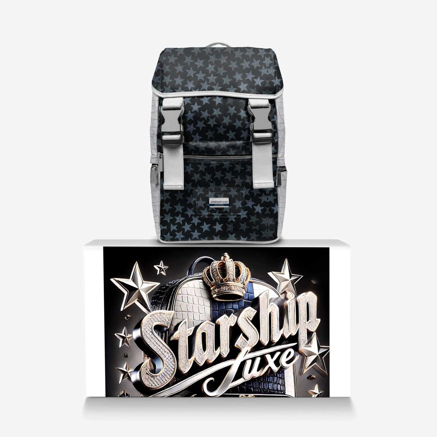 STARBORN Modern Travel Luxe Backpack – Limited Edition Handmade in Italy | Designer Star Print Leather Backpack