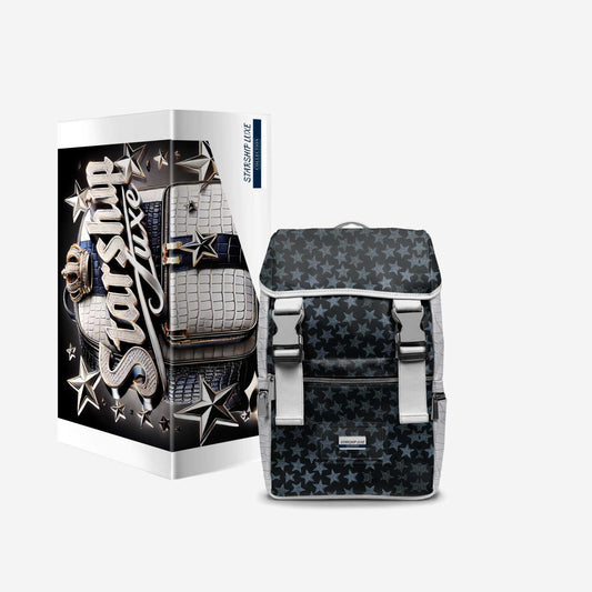 STARBORN Modern Travel Luxe Backpack – Limited Edition Handmade in Italy | Designer Star Print Leather Backpack