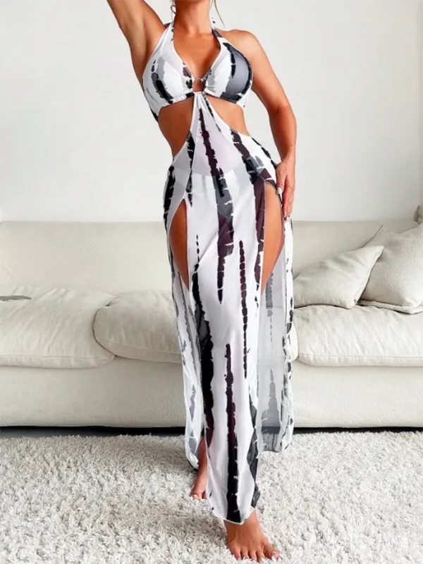 Chic Waves 3-Piece Bikini Swimsuit Set – Quick-Dry, Printed Design