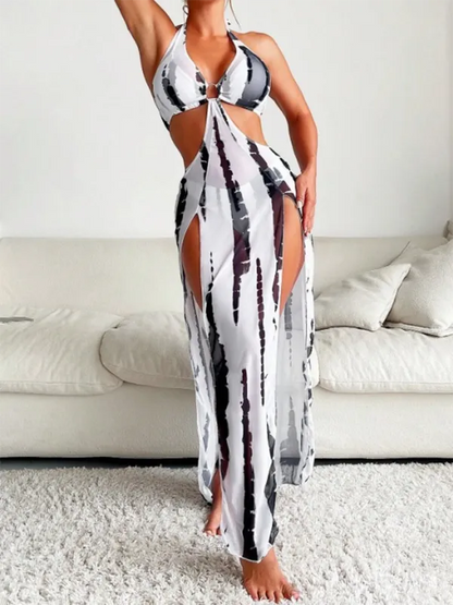 Chic Waves 3-Piece Bikini Swimsuit Set – Quick-Dry, Printed Design