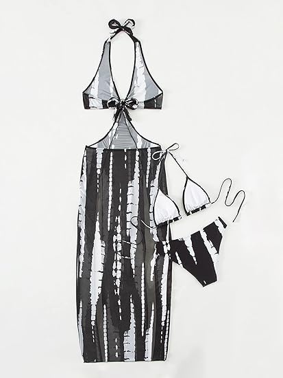 Chic Waves 3-Piece Bikini Swimsuit Set – Quick-Dry, Printed Design