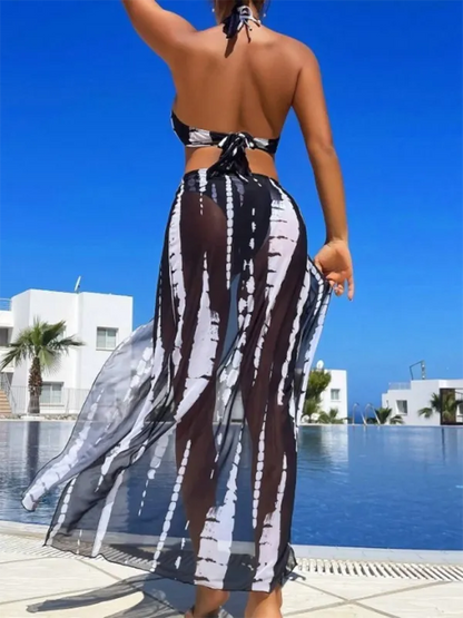 Chic Waves 3-Piece Bikini Swimsuit Set – Quick-Dry, Printed Design