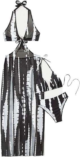 Chic Waves 3-Piece Bikini Swimsuit Set – Quick-Dry, Printed Design