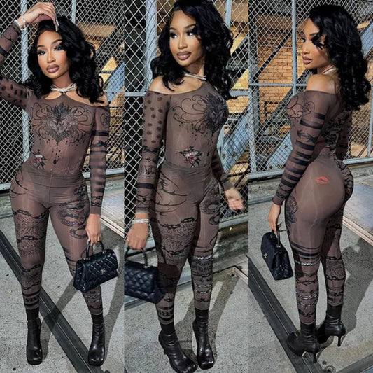 🌟 Cutout Nipped Waist Smocked Print Flared Jumpsuit