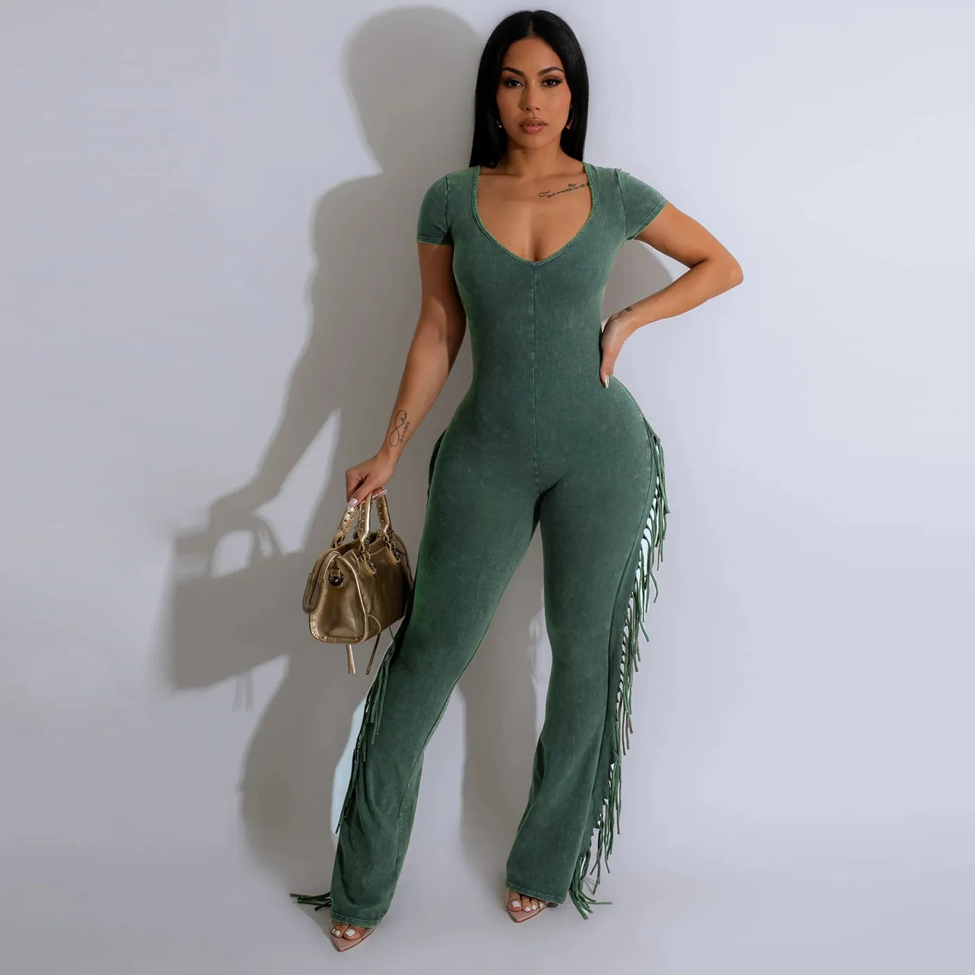 Fringe Fever Slim-Fit Tassel Jumpsuit – Curve Hugging Statement One-Piece