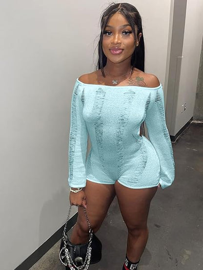 Off-Shoulder Knit Slim-Fit Jumpsuit – Flirty, Chic & Curve-Hugging
